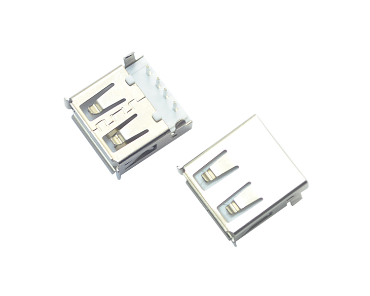 USB-A/F-4P90°沉板白铁连接器